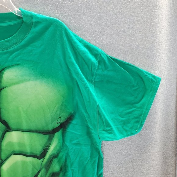 Marvel x Hanes Men T-Shirt 2XL Green Graphic Hulk Abs Muscles Short Sleeve‎ Tee - Picture 6 of 7